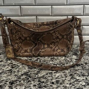 Ralph Lauren Brown Snake Print Shoulder Bag